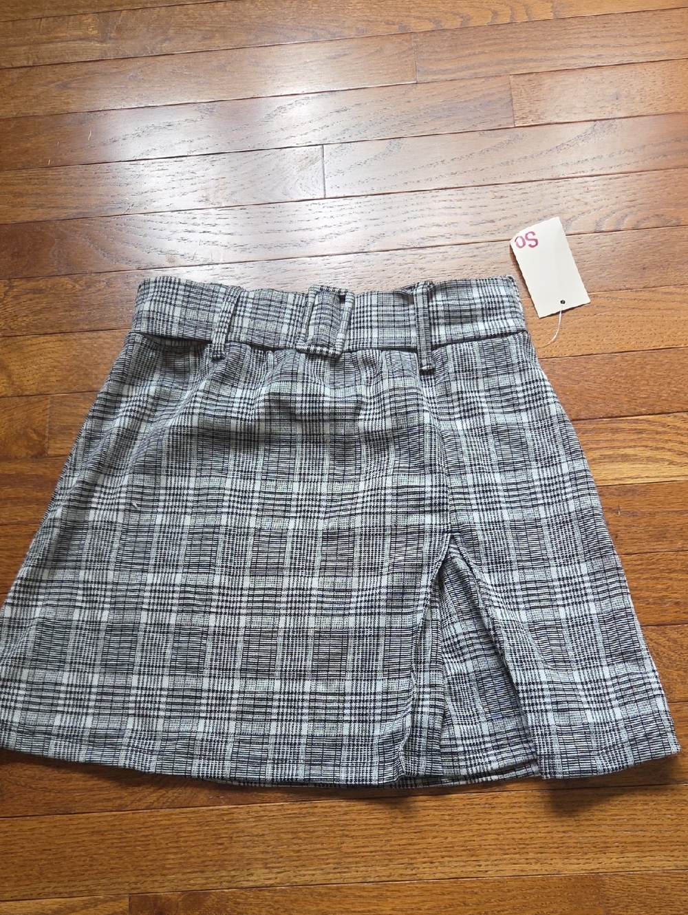Kohl's Gray Plaid Mini Skirt with Front Slit